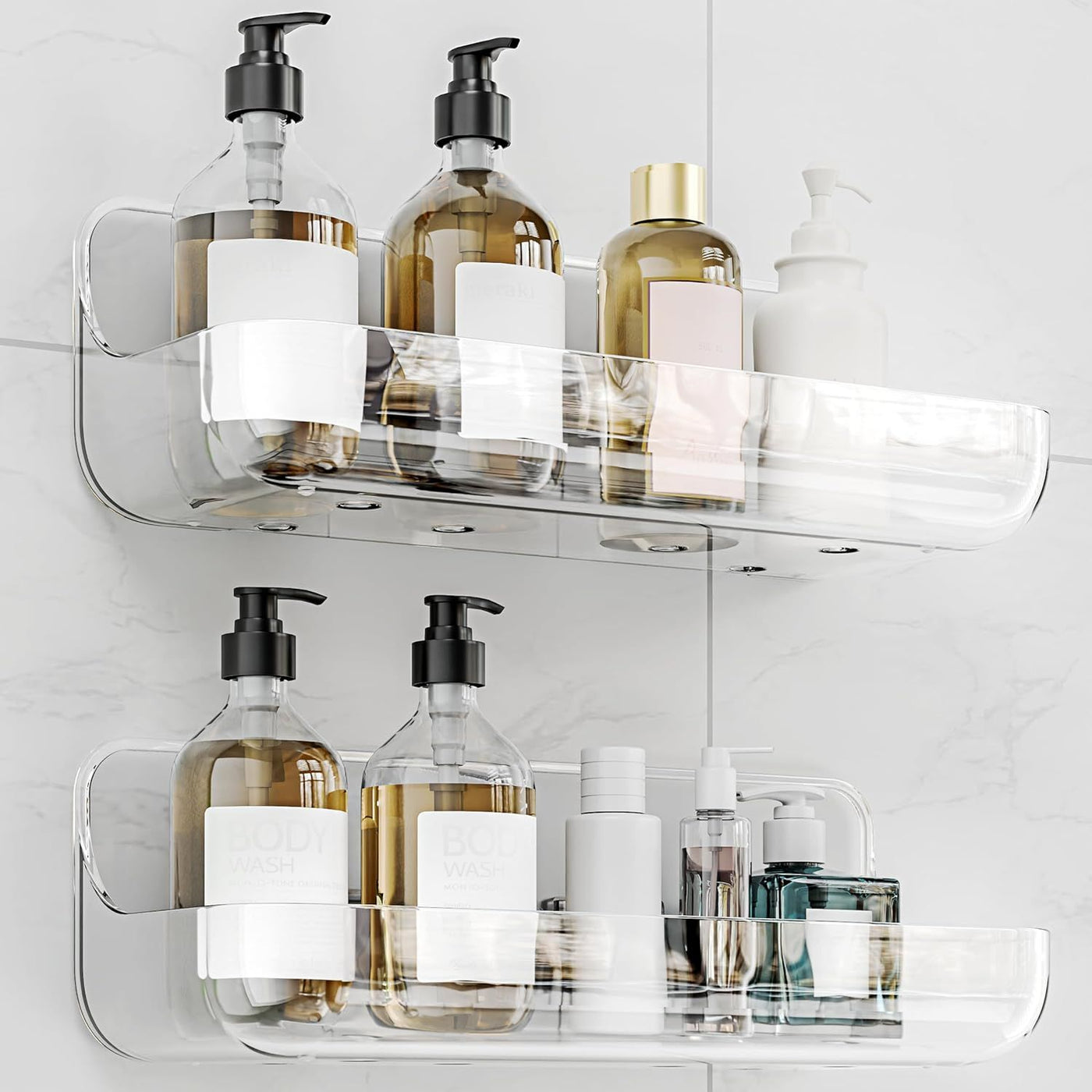 Adhesive Acrylic Wall Shelf – 2 Pack