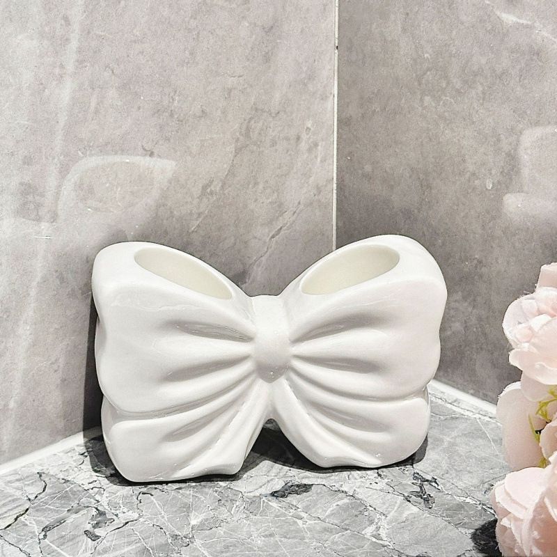 Bow-Tie Toothbrush Holder – White