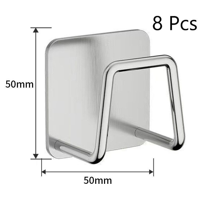Wall-Mount Sponge Holder Hooks – Silver (8 Pack)