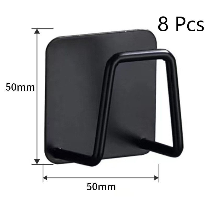 Wall-Mount Sponge Holder Hooks – Black (8 Pack)