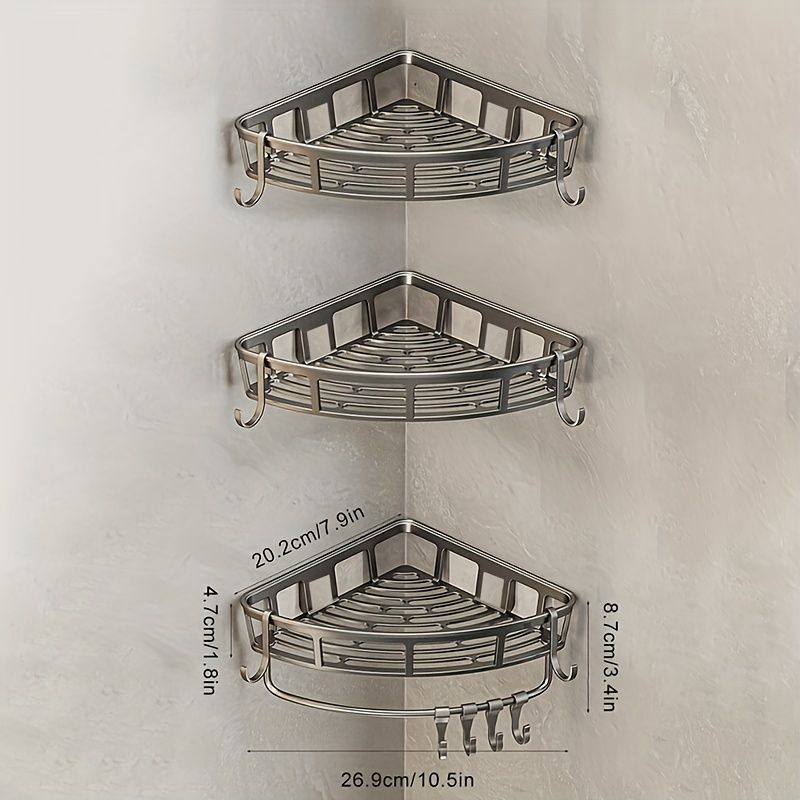 3-Tier Corner Shower Caddy – Grey