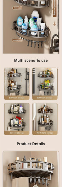 3-Tier Corner Shower Caddy – Grey thumbnail