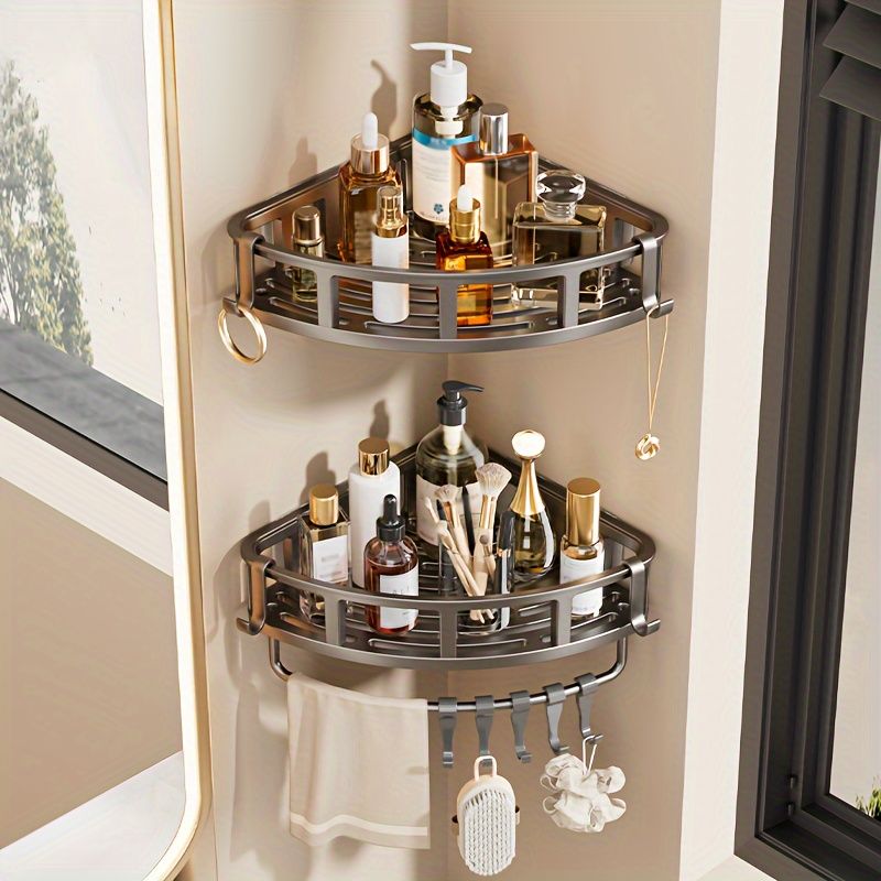 2-Tier Corner Shower Caddy – Grey