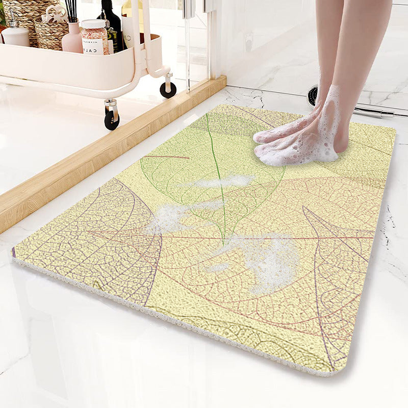 Aurex yellow leaf pattern non-slip bath mat, 45 x 75 cm