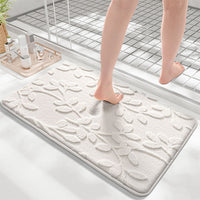 Plush Embossed Leaf Bath Mat — Dark Grey | 50 × 80 cm thumbnail