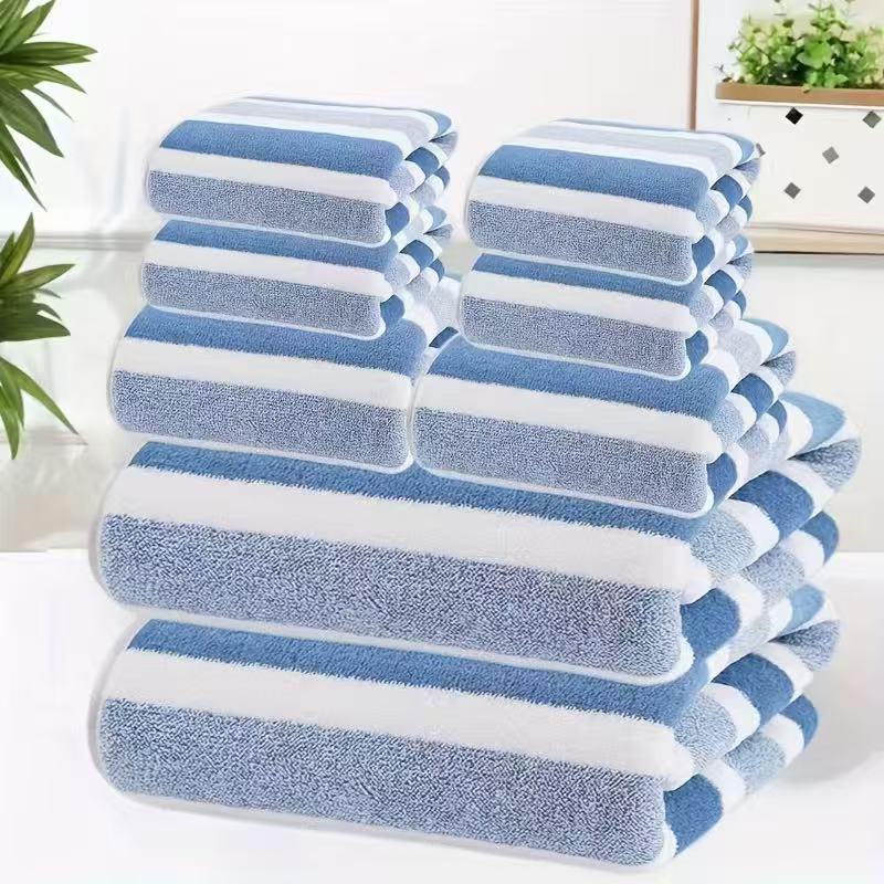 Aurex 8-piece coral fleece towel set in blue