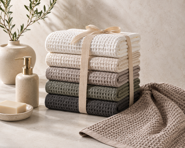 Aurex Waffle Towel Set in neutral colours